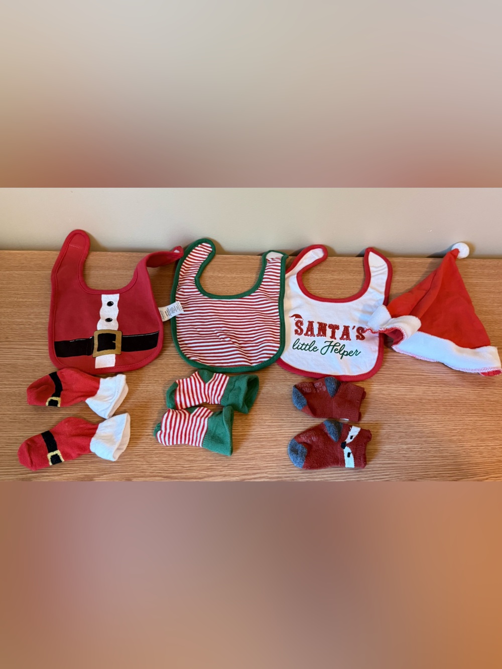 Christmas Bib Set for Babies - Red/White/Green Holiday Bibs- new and unused